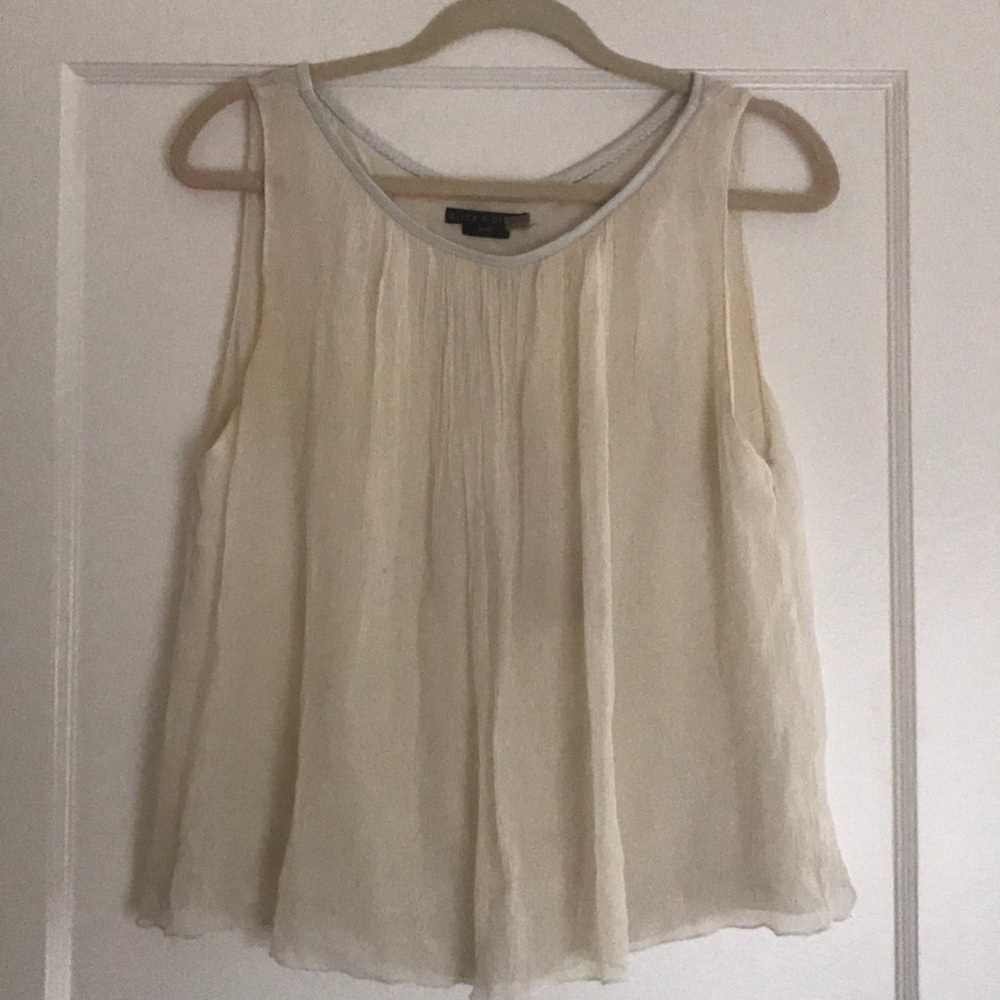 Cream chiffon sleeveless Alice and Olivia top